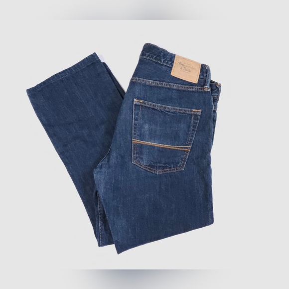 Abercrombie Dark Wash Classic Straight Blue Denim Jeans 33x26 - Picture 14 of 15
